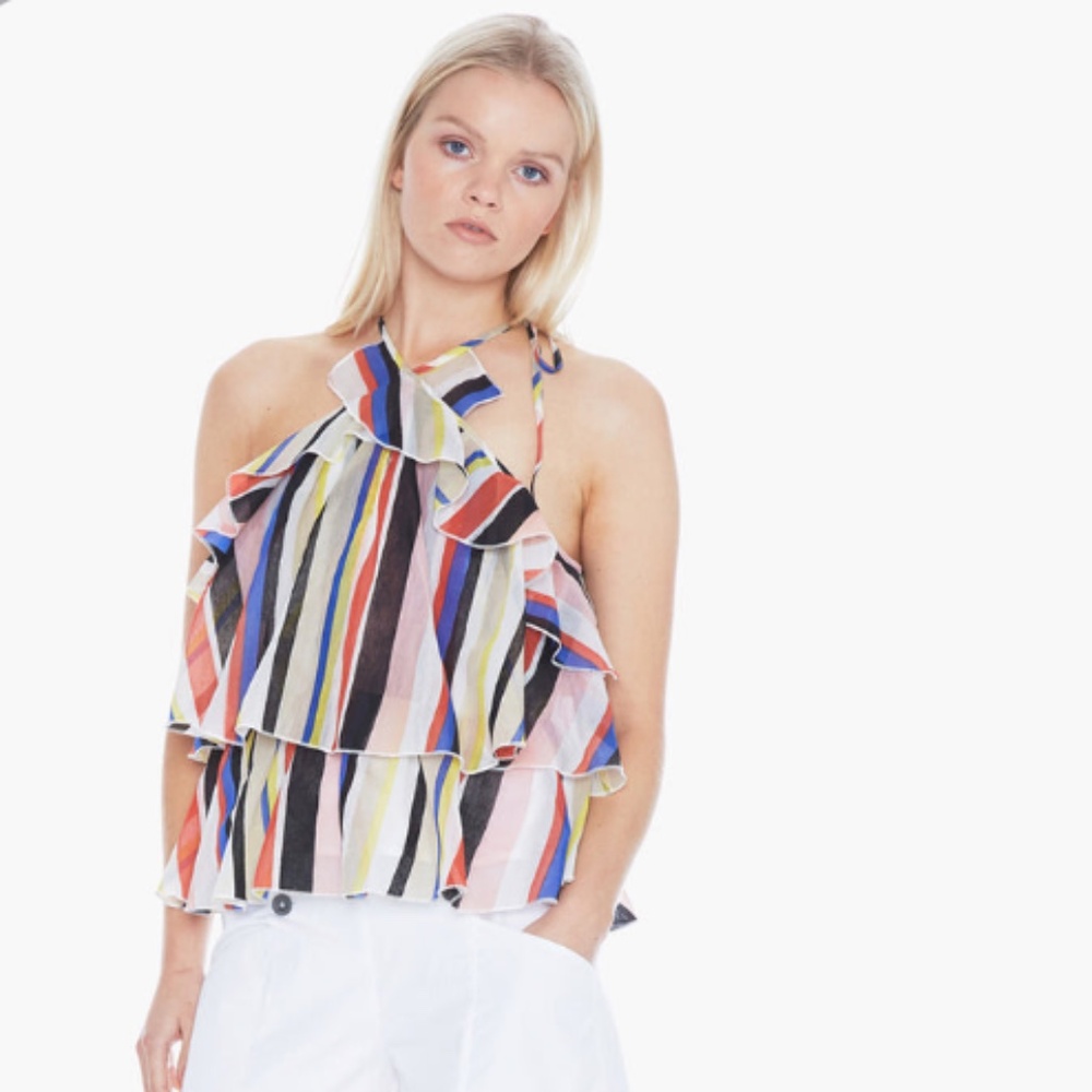 St Roche stripe ruffle tank top
